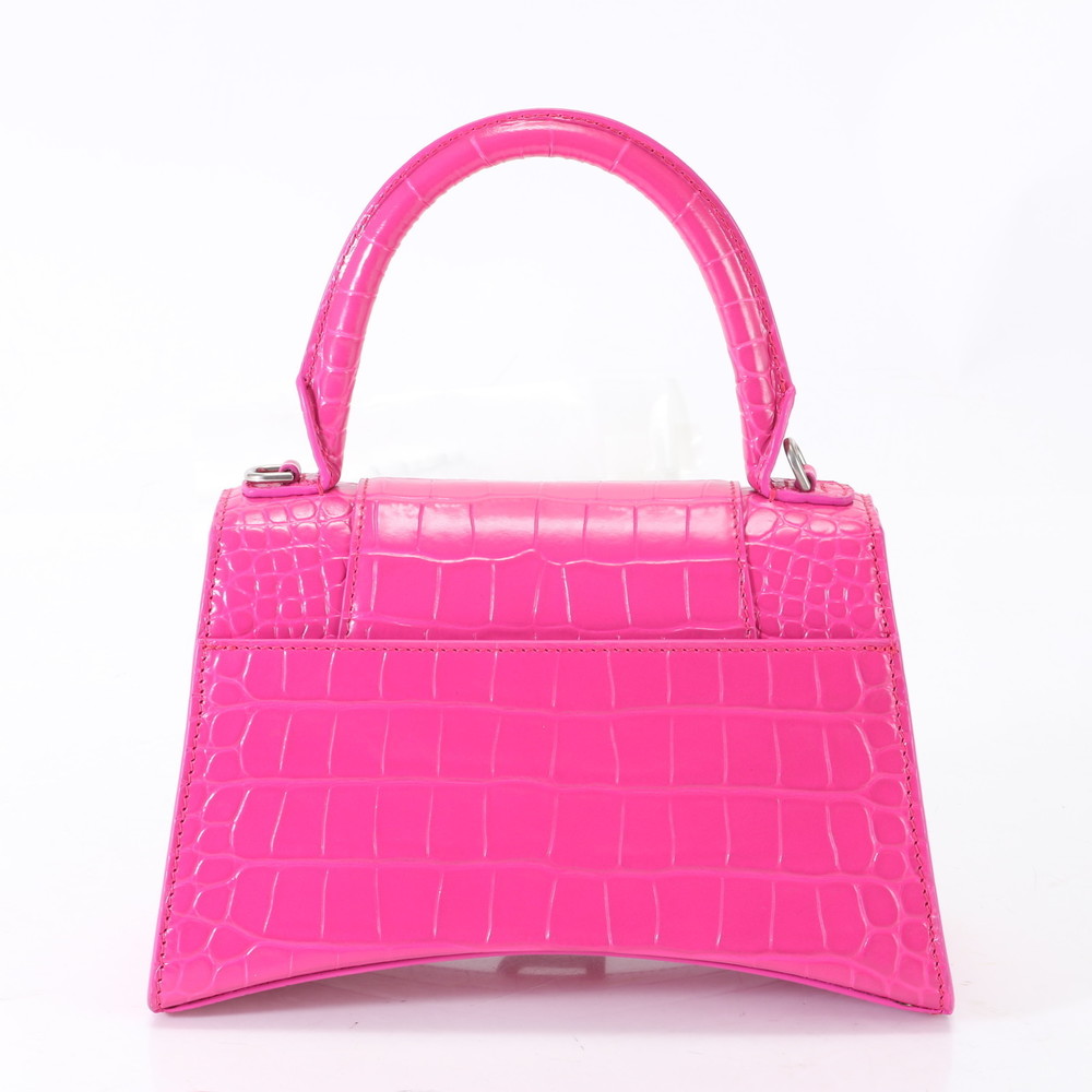 Balenciaga Tote Glass Crocodile Handbag Hour Leather Bag Embossed Pink View 6